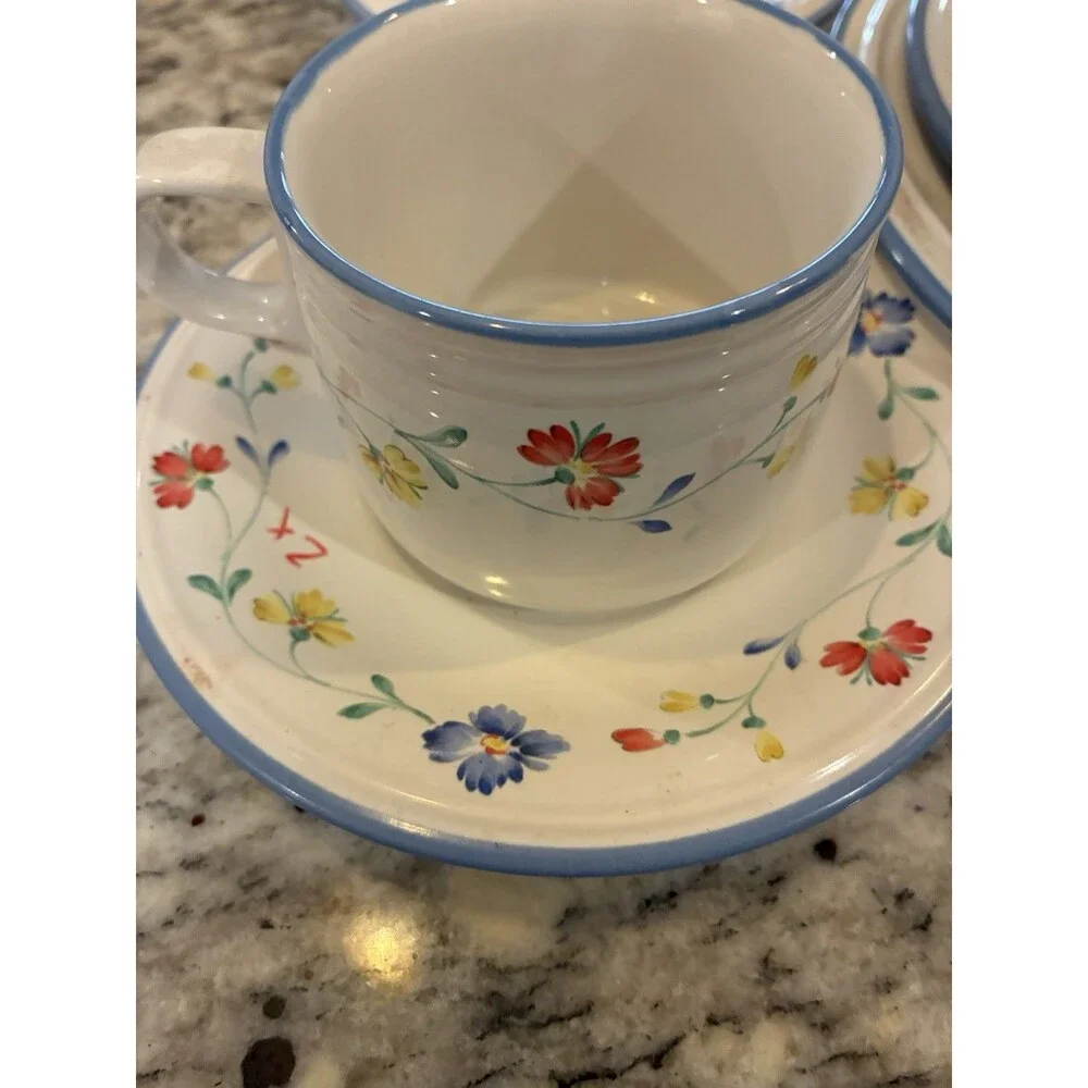 Savoir Vivre Summer Garden Set- Platter, Creamer, Bowls, Saucer Cup Set of 16